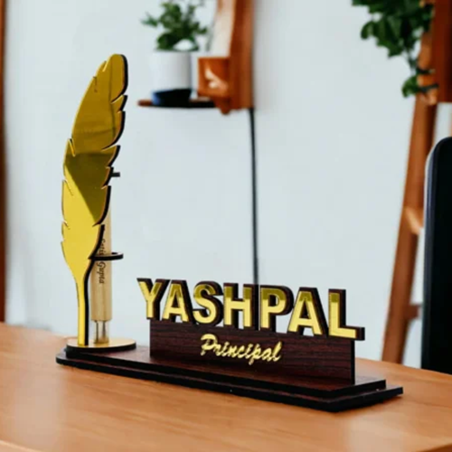 Personalized Pen Holder Desk Name Plate with Pen - Image 2